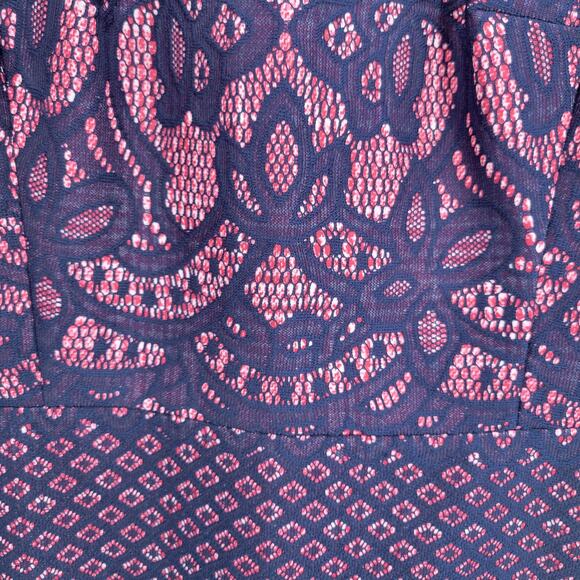 Gabby Skye 8 Quarter Sleeve Heather Print Sheath Dress Pink Blue - Picture 6 of 9